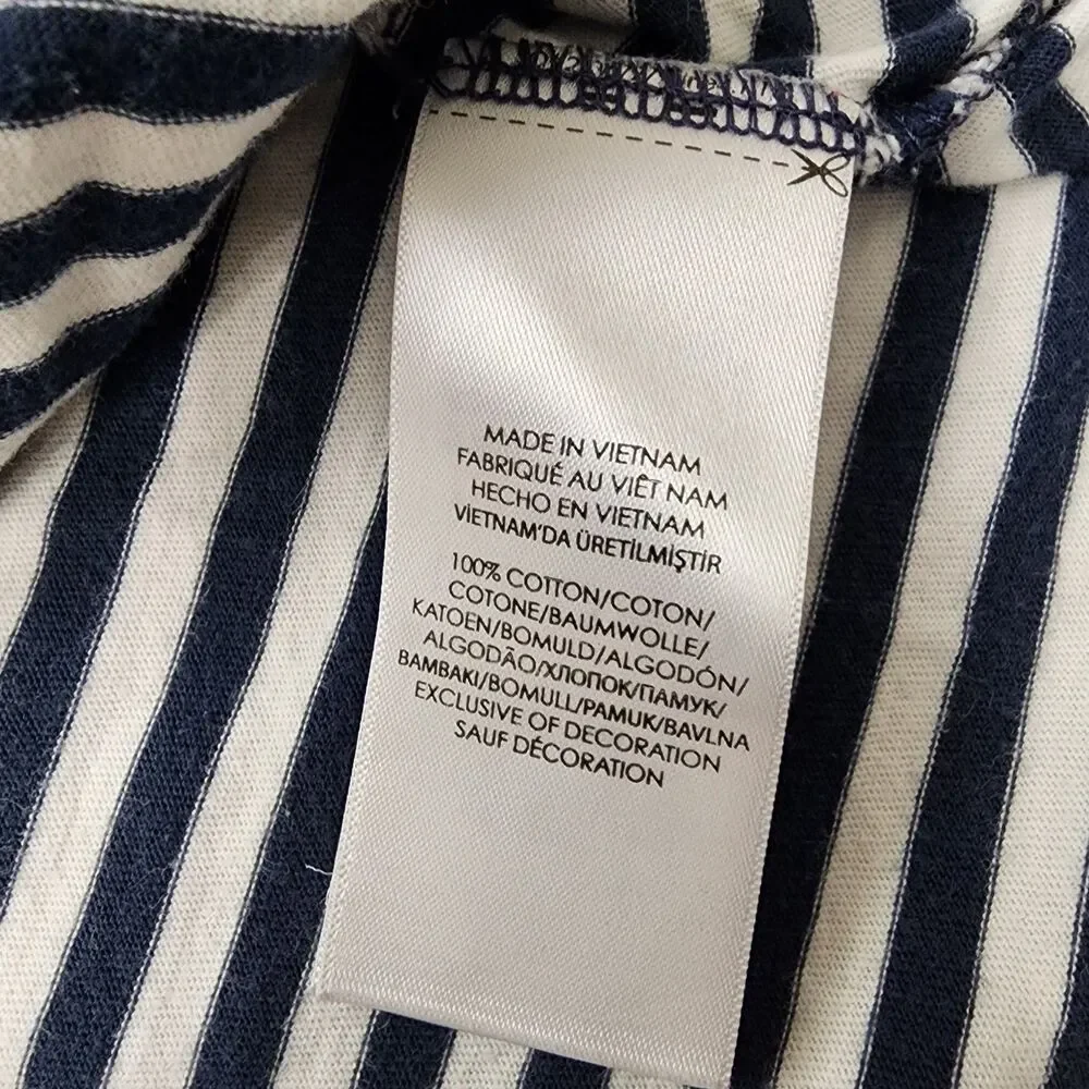 Polo Ralph Lauren Mens L Classic Fit Navy And White Striped Pocket 100% Cotton